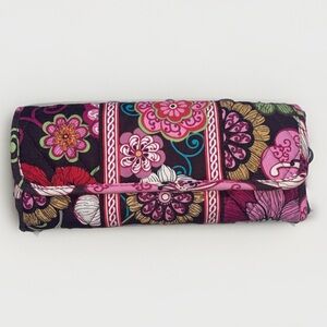 Mint Condition✨Vera Bradley Tri Fold Wallet Floral on Brown Magnetic Closure